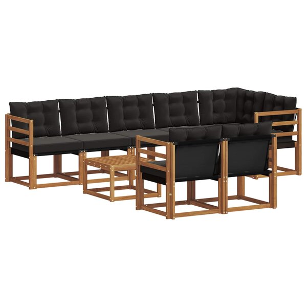 vidaXL Ensemble de canapés d'extérieur 9 Pièces Naturel et Noir