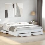 vidaXL Cadre de lit avec tiroirs sans matelas blanc 200x200 cm