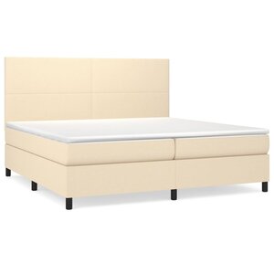 vidaXL Sommier à lattes de lit avec matelas Crème 200x200 cm Tissu