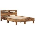 vidaXL Cadre de lit Bois ancien 135 x 190 cm Bois d'ingénierie