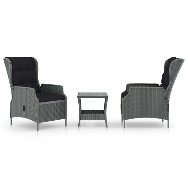 vidaXL Salon de jardin 3 Pièces avec coussins Résine tressée Gris clair