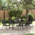 vidaXL Ensemble de salle à manger pour jardin 7 Pièces Noir