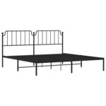 vidaXL Cadre de lit métal sans matelas avec tête de lit noir 200x200cm