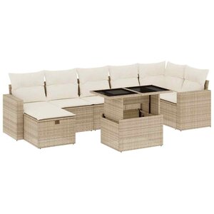 vidaXL Salon de jardin avec coussins 8 Pièces beige résine tressée