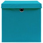 vidaXL Boîtes de rangement et couvercles 4 Pièces Bleu 32x32x32 cm Tissu