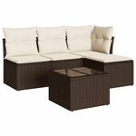 vidaXL Salon de jardin avec coussins 5 Pièces marron résine tressée