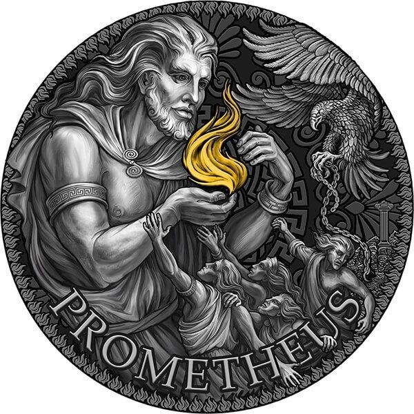 PROMETHEUS The Great Greek Mythology 3 Once Argent Monnaie 3000 Francs Cameroon 2023