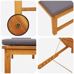 Chaise longue vidaXL avec table et coussin en bois massif d'acacia
