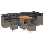 vidaXL Ensemble de canapé de jardin   9 pièces avec coussins gris en poly rattan et acacia.