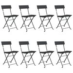 vidaXL Chaises de bistrot pliantes lot de 8 Noir Résine tressée acier