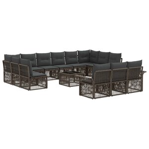vidaXL Ensemble de canapé de jardin 14 pc Gris polyrotin