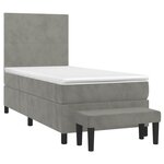 vidaXL Sommier à lattes de lit et matelas Gris clair 90x190 cm Velours