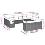 vidaXL Salon de jardin avec coussins 13 Pièces gris clair résine tressée