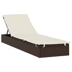 vidaXL Chaise longue avec toit rond marron 211x57x140cm résine tressée