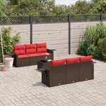 vidaXL Salon de jardin avec coussins 7 Pièces marron résine tressée