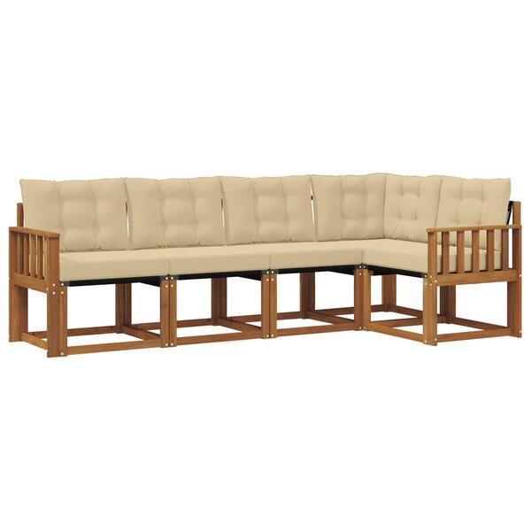 vidaXL Ensemble de canapés d'extérieur 5 Pièces Naturel et Beige