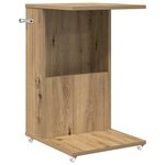 vidaXL Table d'appoint avec roue Chêne artisanal 40 x 35 x 60 cm