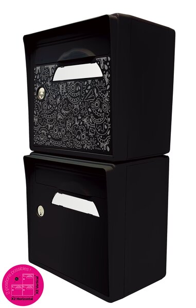 Pack de 2 boîtes aux lettres murales - "The Black Maniac" [SKWAK] - "Noir intense"