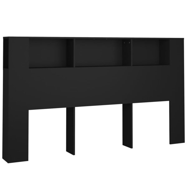 vidaXL Armoire de tête de lit Noir 180x18 5x104 5 cm