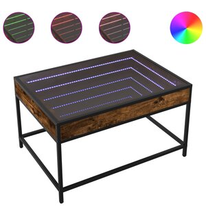 vidaXL Table basse avec LED infini chêne fumé 70x50x41 cm