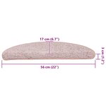 vidaXL Tapis d'escalier 30 pièces 56 x 17 x 3 cm Rose clair Demi-rond