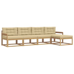 vidaXL Ensemble de canapés d'extérieur 4 Pièces Blanc et Beige Polyester