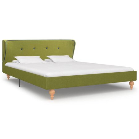 vidaXL Cadre de lit Vert Tissu 135x190 cm