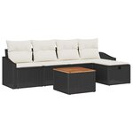 vidaXL Ensemble de canapé de jardin avec coussin 6 Pièces Noir Poly rotin