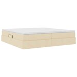 vidaXL Lit avec rangement et matelas Crème 200 x 200 cm Polyester