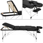 Tectake Table de massage Pliante 3 Zones Aluminium Portable + Housse - noir