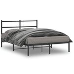 vidaXL Cadre de lit métal avec tête de lit noir 135x190 cm