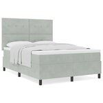 Lit Box Spring vidaXL avec matelas Gris clair 140x200 cm Velours