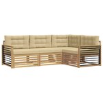 vidaXL Ensemble de canapés d'extérieur 5 Pièces Blanc et Beige Polyester