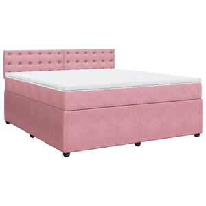 vidaXL Sommier à lattes de lit avec matelas Rose 180x200 cm Velours