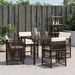 vidaXL Chaises de jardin avec coussins lot de 4 marron résine tressée
