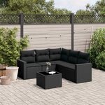 vidaXL Salon de jardin 6 Pièces avec coussins noir résine tressée