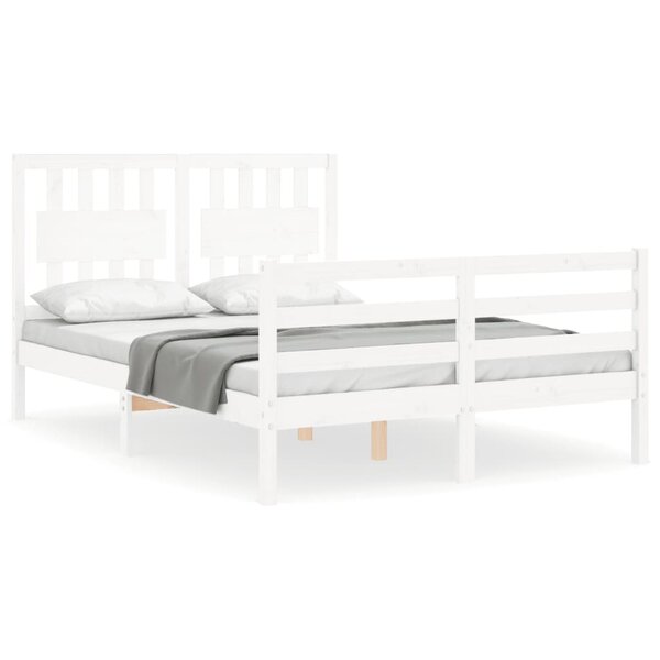 vidaXL Cadre de lit sans matelas blanc 140x200 cm bois massif
