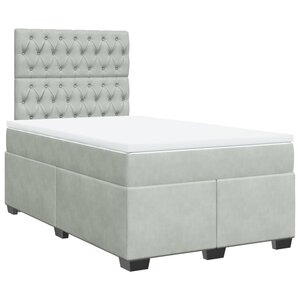 vidaXL Sommier à lattes de lit et matelas gris clair 120x190cm velours