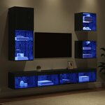 vidaXL Unités murales TV avec LED 5 Pièces Chêne noir Bois d'ingénierie
