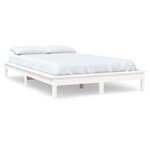 vidaXL Cadre de lit Blanc 150x200 cm Bois de pin massif Très grand
