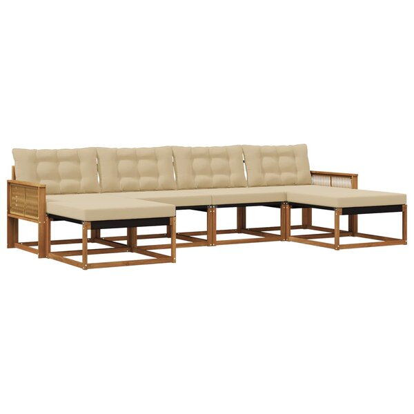 vidaXL Ensemble de canapés d'extérieur 6 pc Naturel et Beige