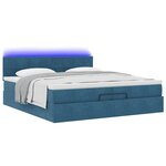vidaXL Cadre de lit ottoman avec matelas bleu foncé 200x200 cm velours