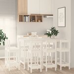 vidaXL Ensemble de bar 9 Pièces Blanc Bois de pin massif