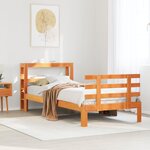 vidaXL Cadre de lit et tête de lit sans matelas cire marron 100x200 cm