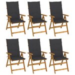 vidaXL Chaises pliantes 6 pièces avec coussins en bois d'acacia massif