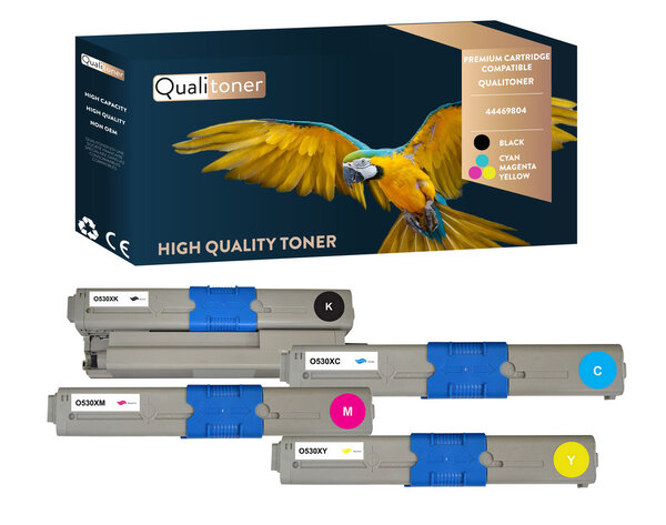 Qualitoner x4 toners 44469804 (noir + cyan + magenta + jaune) compatible pour oki