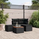 vidaXL Salon de jardin 5 Pièces avec coussins noir résine tressée