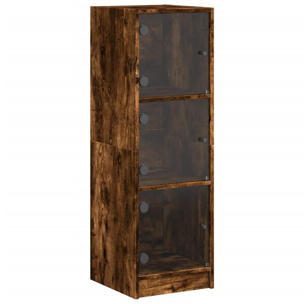 vidaXL Buffet avec portes en verre chêne fumé 35x37x109 cm