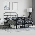 vidaXL Cadre de lit métal sans matelas avec pied de lit noir 120x190cm