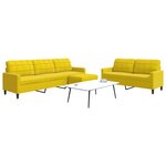 vidaXL Ensemble de canapés 3 Pièces avec coussins Jaune Velours